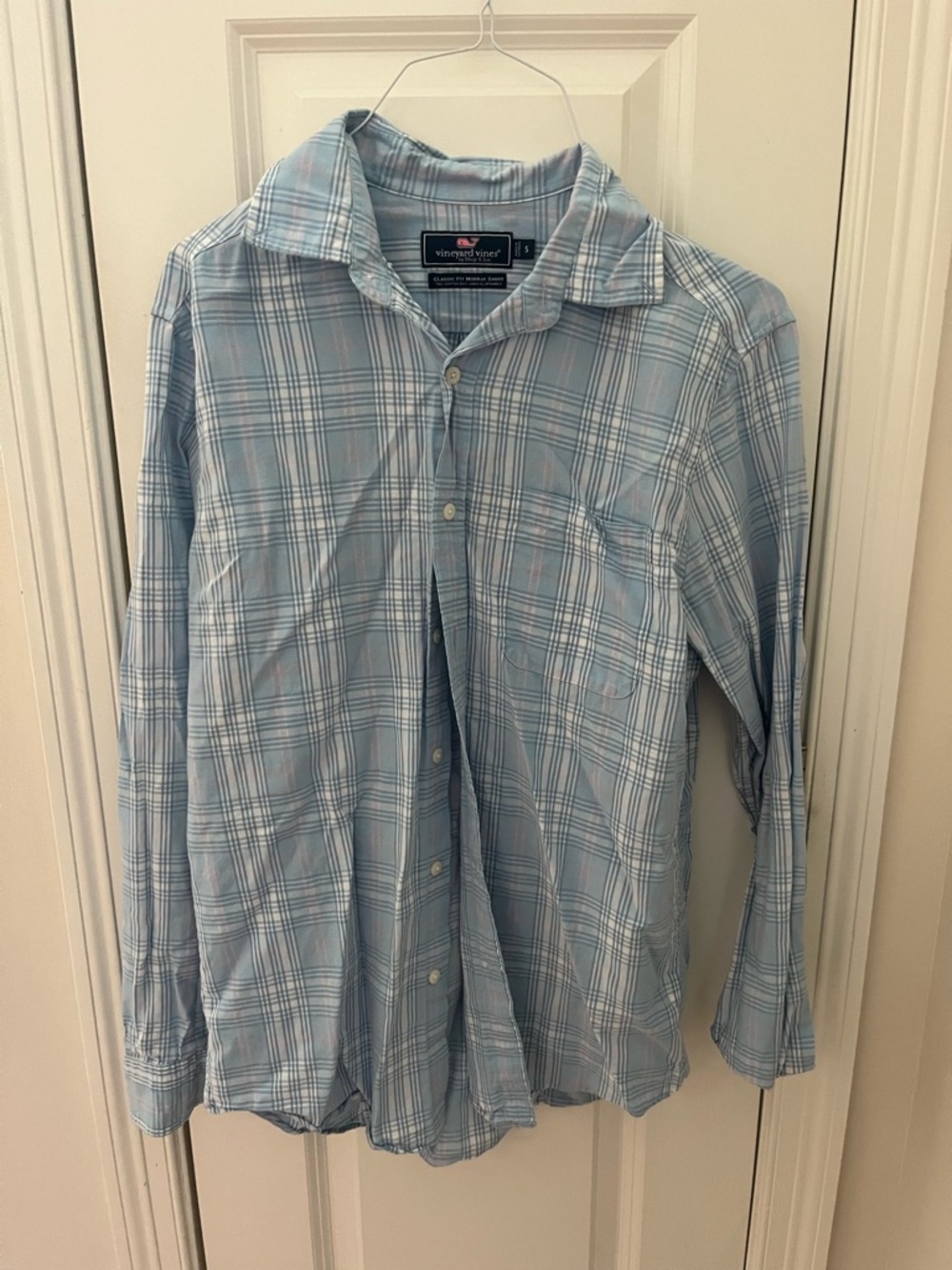 Vineyard Vines Blue, White & Pink Plaid Button-Down Shirt